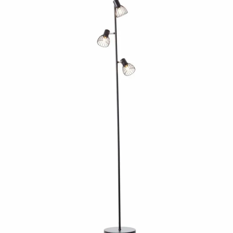 Luminaires Brilliant Lampadaire Brilliant-Leuchten Blacky Noir, 3 lumières* Lampadaires Et Lampes Sur Pied