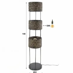 Style Boho-Chic-hofstein Lampadaire Burgase Anthracite, 3 lumières