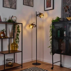 Lampes Vintages & Rétros-hofstein Lampadaire Cailara Noir, 2 lumières