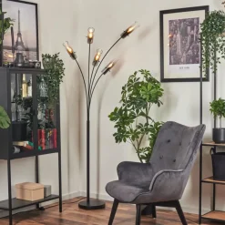 hofstein Lampadaire Caimitte Noir, 5 lumières