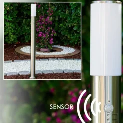 hofstein Lampadaire Caserta Acier inoxydable, 1 lumière, Détecteur de mouvement