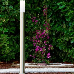 hofstein Lampadaire Caserta Acier inoxydable, 1 lumière, Détecteur de mouvement