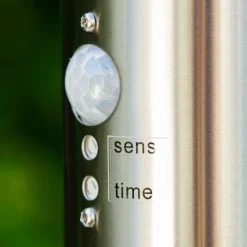 hofstein Lampadaire Caserta Acier inoxydable, 1 lumière, Détecteur de mouvement