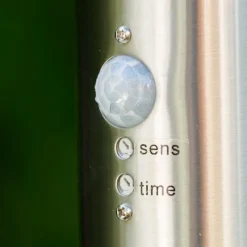 hofstein Lampadaire Caserta Acier inoxydable, 1 lumière, Détecteur de mouvement