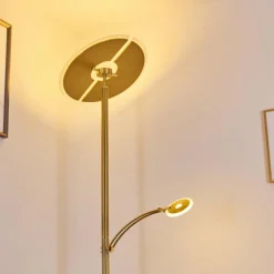 hofstein Lampadaire Cazis LED Laiton, 2 lumières