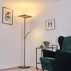 hofstein Lampadaire Cazis LED Nickel mat, 3 lumières