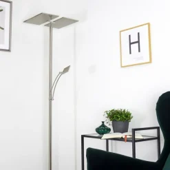 hofstein Lampadaire Cazis LED Nickel mat, 3 lumières