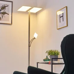 hofstein Lampadaire Cazis LED Nickel mat, 3 lumières