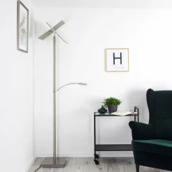 hofstein Lampadaire Cazis LED Nickel mat, 3 lumières