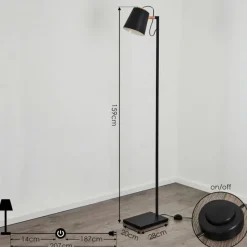 Lampes En Bois-hofstein Lampadaire Cerrizal Écru, Noir, 1 lumière