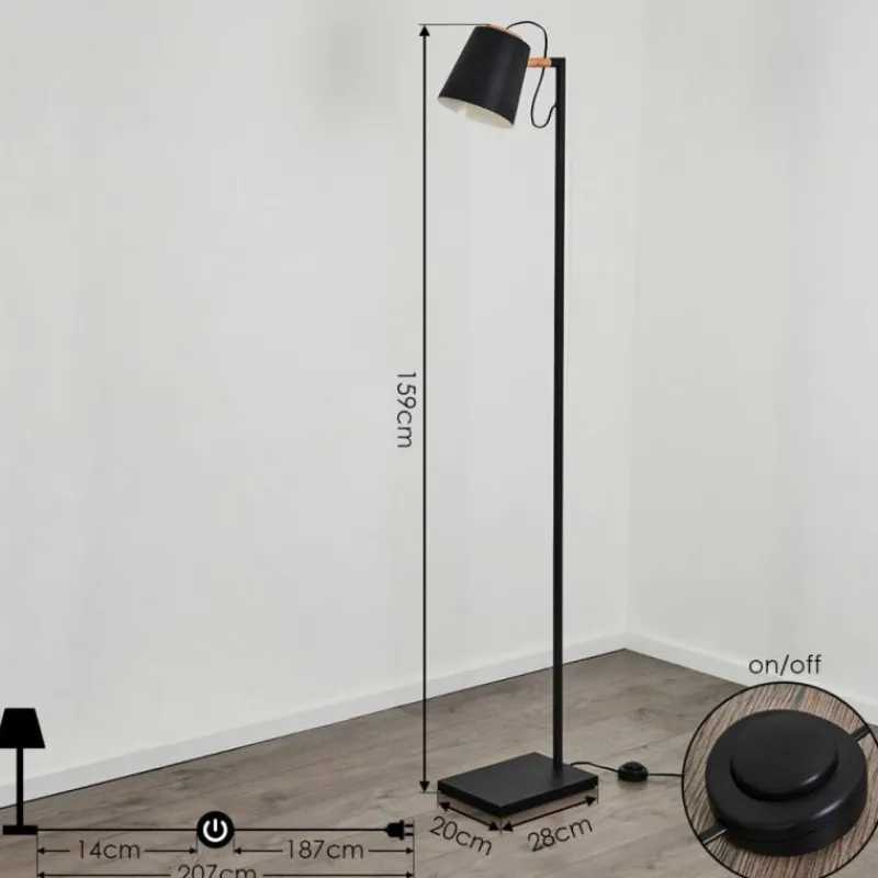 Lampes En Bois-hofstein Lampadaire Cerrizal Écru, Noir, 1 lumière