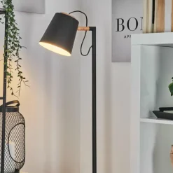 Lampes En Bois-hofstein Lampadaire Cerrizal Écru, Noir, 1 lumière