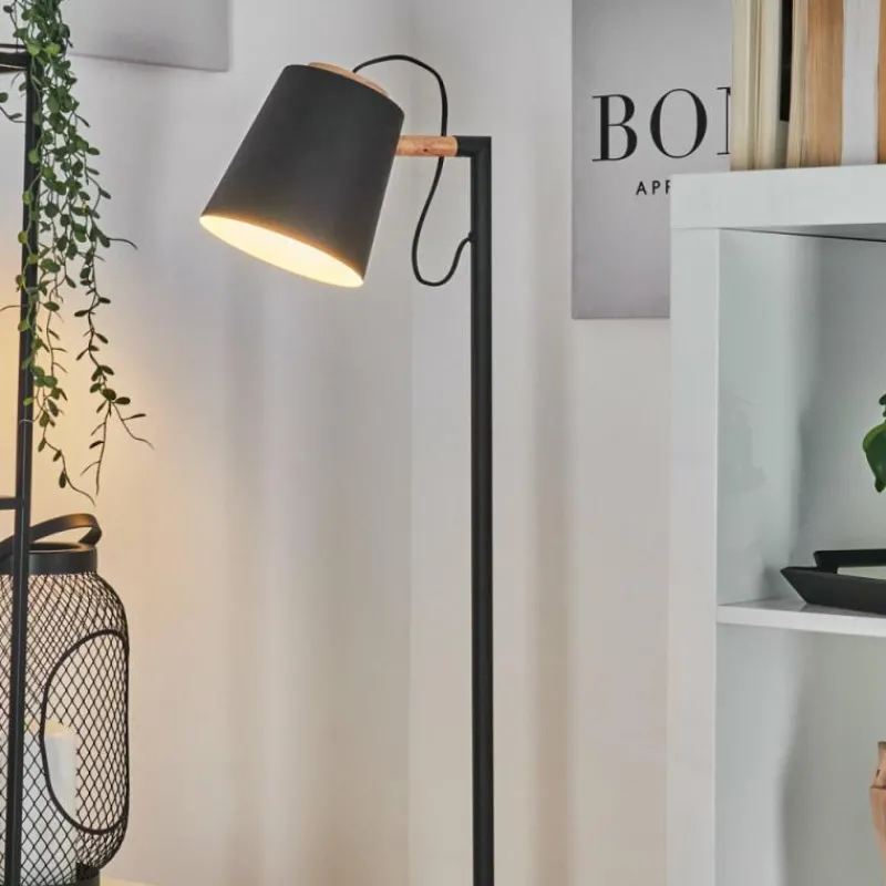 Lampes En Bois-hofstein Lampadaire Cerrizal Écru, Noir, 1 lumière