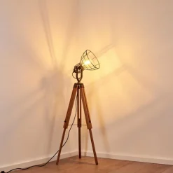 Luminaires Rustiques-hofstein Lampadaire Cetona Bois clair, 1 lumière