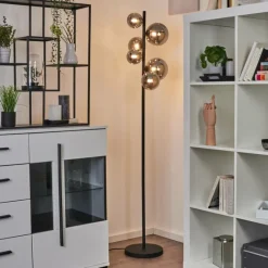 hofstein Lampadaire Chehalis LED Noir, 6 lumières