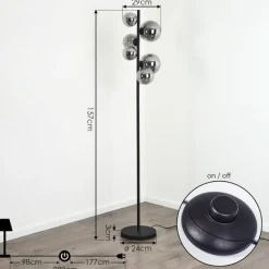 hofstein Lampadaire Chehalis LED Noir, 6 lumières