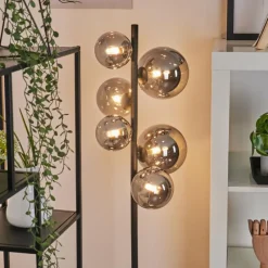 hofstein Lampadaire Chehalis LED Noir, 6 lumières