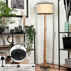 Lampes En Tissu-hofstein Lampadaire Chellas Écru, Noir, 1 lumière