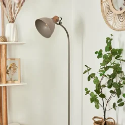 Style Boho-Chic-hofstein Lampadaire Chipou Gris, 1 lumière