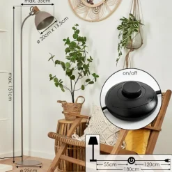 Style Boho-Chic-hofstein Lampadaire Chipou Gris, 1 lumière