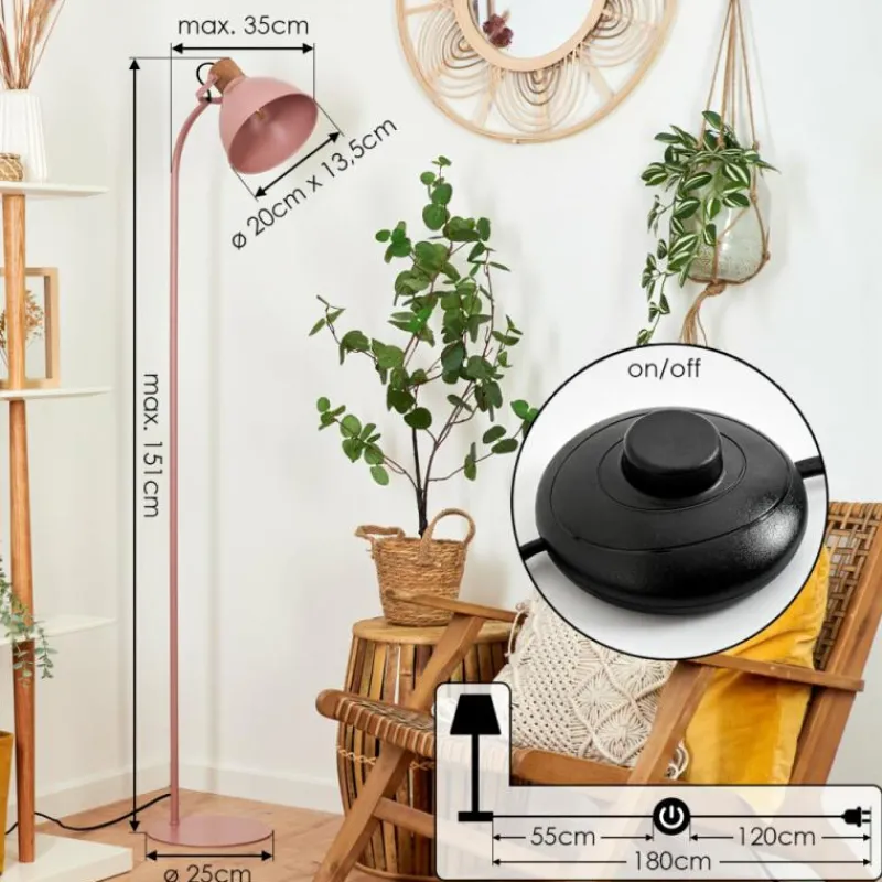 Luminaires Scandinaves-hofstein Lampadaire Chipou Rose, 1 lumière