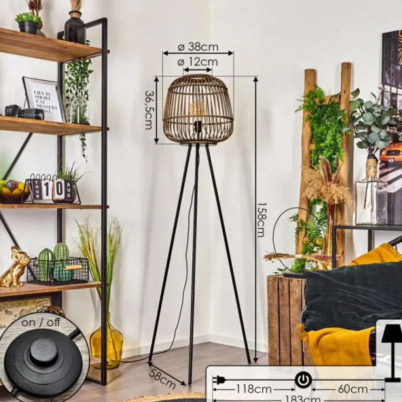 Luminaires Orientaux-hofstein Lampadaire Combeima Noir, 1 lumière