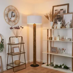 Lampes En Tissu-hofstein Lampadaire Continent Écru, Noir, 1 lumière