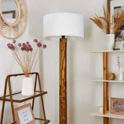 Lampes En Tissu-hofstein Lampadaire Continent Écru, Noir, 1 lumière