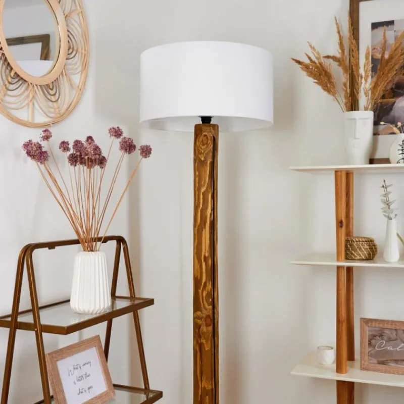 Lampes En Tissu-hofstein Lampadaire Continent Écru, Noir, 1 lumière