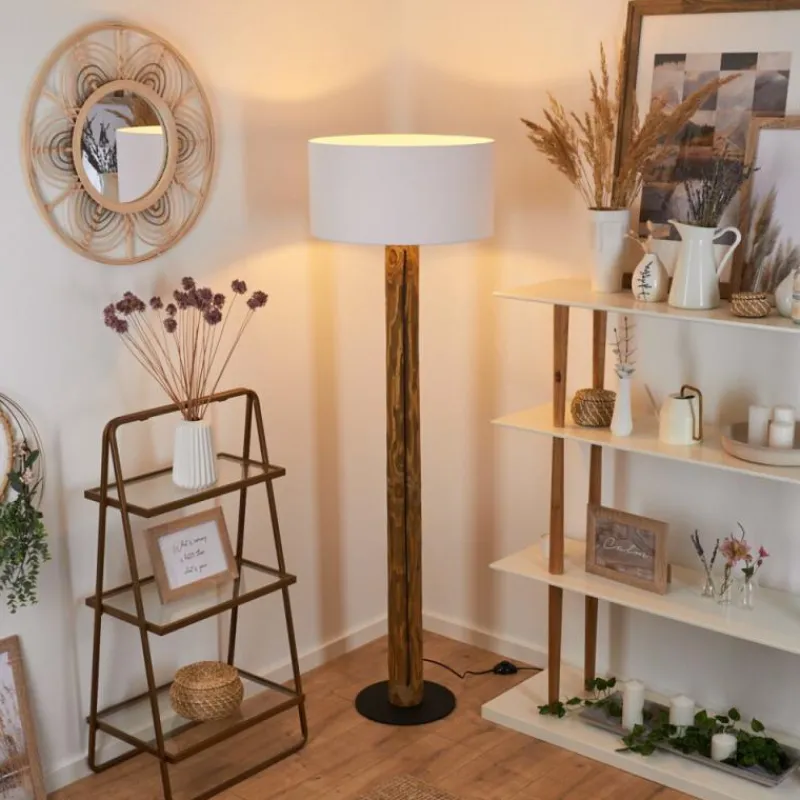 Lampes En Tissu-hofstein Lampadaire Continent Écru, Noir, 1 lumière