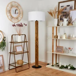 Lampes En Tissu-hofstein Lampadaire Continent Écru, Noir, 1 lumière