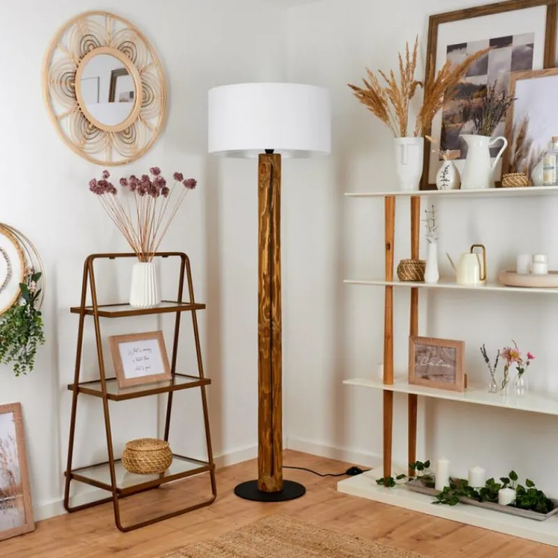 Lampes En Tissu-hofstein Lampadaire Continent Écru, Noir, 1 lumière