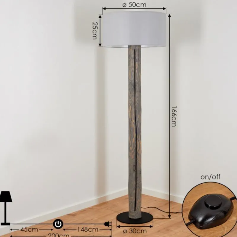 Lampes En Tissu-hofstein Lampadaire Continent Gris, Noir, 1 lumière