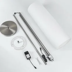 Lampes En Tissu-hofstein Lampadaire Coquimbito LED Nickel mat, 2 lumières