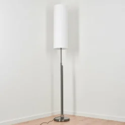 Lampes En Tissu-hofstein Lampadaire Coquimbito LED Nickel mat, 2 lumières