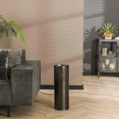 hofstein Lampadaire Cylinder Nickel mat, Noir, 1 lumière* Lampadaires Et Lampes Sur Pied