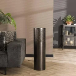 hofstein Lampadaire Cylinder Nickel mat, Noir, 1 lumière* Lampadaires Et Lampes Sur Pied