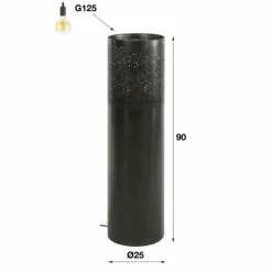 hofstein Lampadaire Cylinder Nickel mat, Noir, 1 lumière* Lampadaires Et Lampes Sur Pied