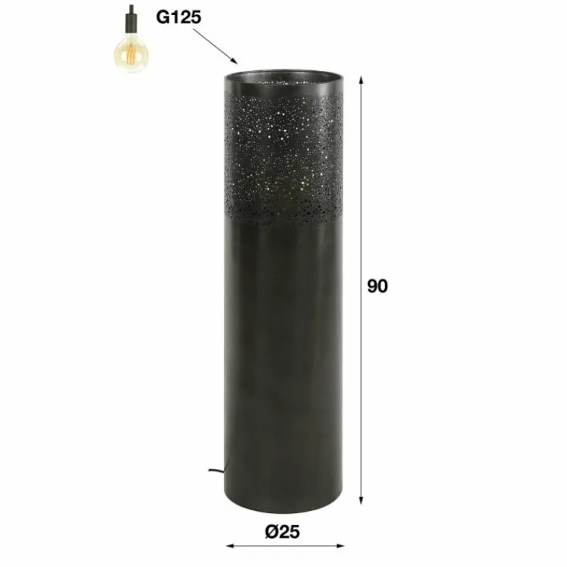 hofstein Lampadaire Cylinder Nickel mat, Noir, 1 lumière* Lampadaires Et Lampes Sur Pied