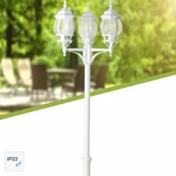 Luminaires Brilliant Lampadaire d'extérieur Brilliant Istria Blanc, 3 lumières