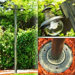 Luminaires Rustiques-hofstein Lampadaire d'extérieur Brilliant Artu Or, Noir, 2 lumières