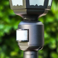 Luminaires Rustiques-hofstein Lampadaire d'extérieur Hongkong Frost Noir, Détecteur de mouvement