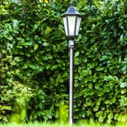 Luminaires Rustiques-hofstein Lampadaire d'extérieur Hongkong Frost Noir, Détecteur de mouvement