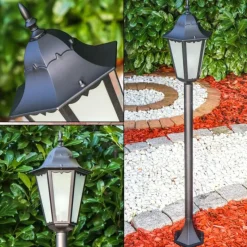 Luminaires Rustiques-hofstein Lampadaire d'extérieur Hongkong Frost Noir, 1 lumière