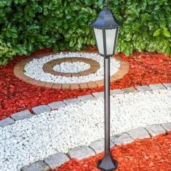 Luminaires Rustiques-hofstein Lampadaire d'extérieur Hongkong Frost Noir, 1 lumière