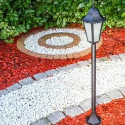 Luminaires Rustiques-hofstein Lampadaire d'extérieur Hongkong Frost Noir, 1 lumière