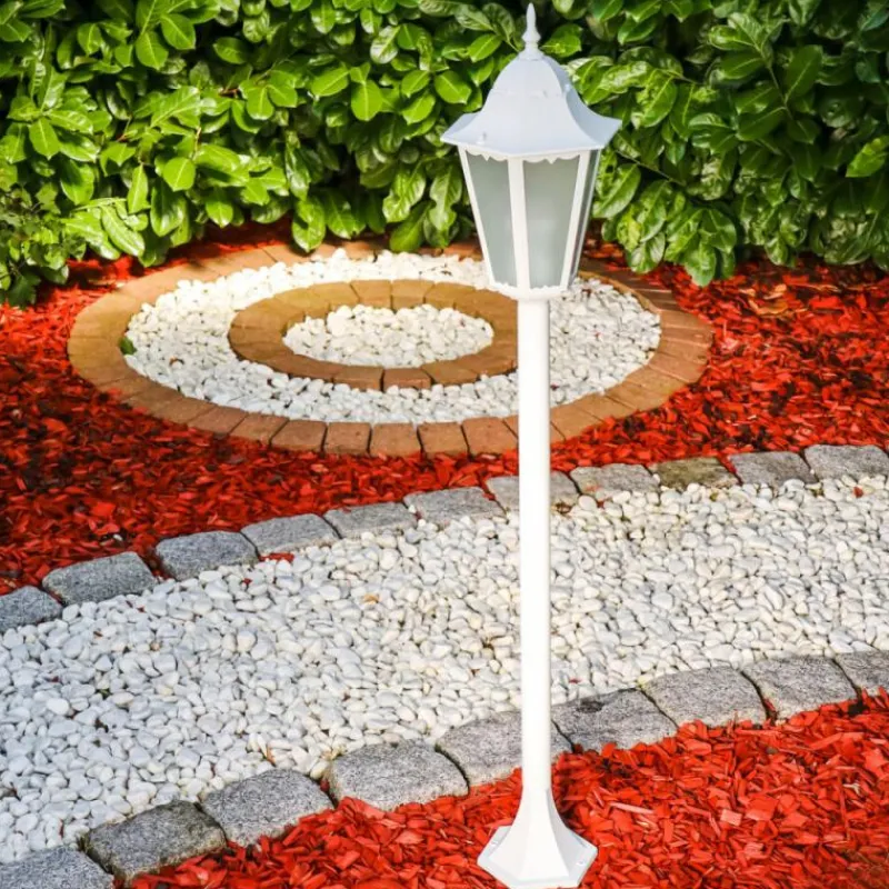 Luminaires Rustiques-hofstein Lampadaire d'extérieur Hongkong Frost Blanc, 1 lumière