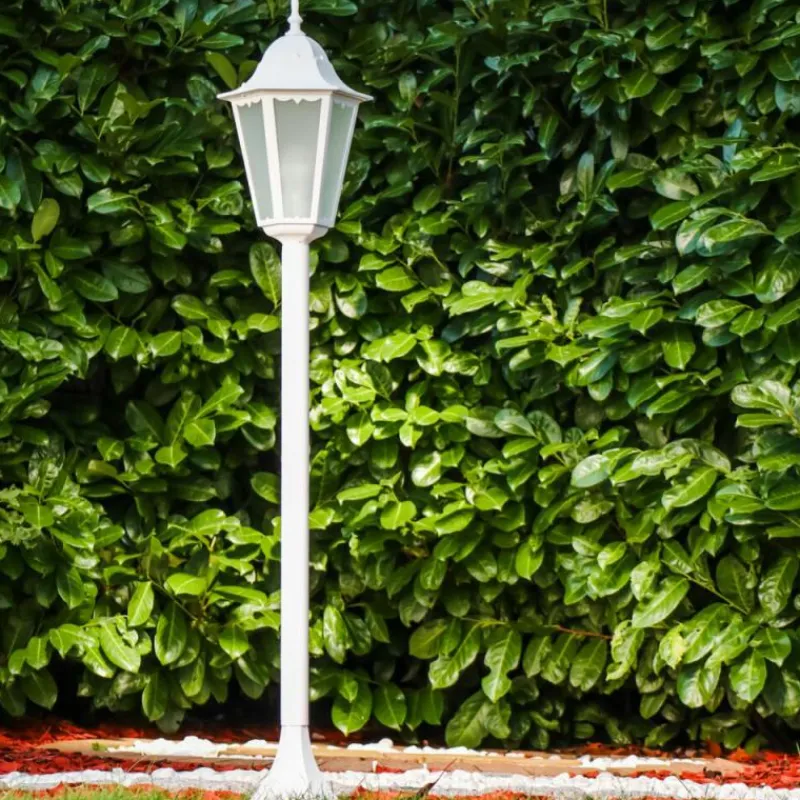Luminaires Rustiques-hofstein Lampadaire d'extérieur Hongkong Frost Blanc, 1 lumière