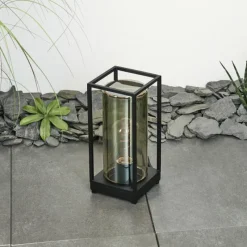 Suspension Verre Fumé-hofstein Lampadaire d'extérieur Palanga Noir, 1 lumière