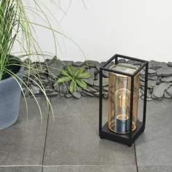 Lampes Vintages & Rétros-hofstein Lampadaire d'extérieur Palanga Noir, 1 lumière